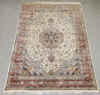 Tabriz Silk Kerman Room Size Carpet Rug