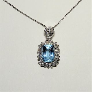 3.58ct Aquamarine Diamond & Platinum Necklace