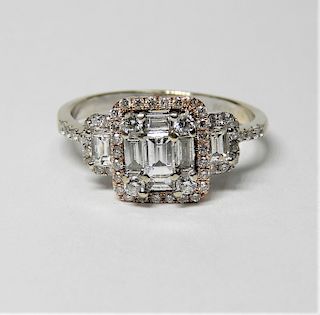 18K White & Rose Gold Diamond Engagement Ring