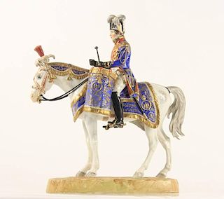 German Porcelain Military Figurine on Horseback
