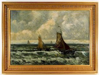 European Impressionist Stormy Seascape Painting