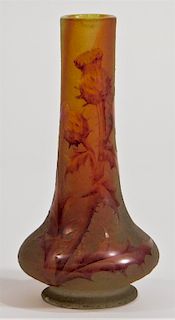 French Daum Nancy Enameled Cameo Glass Vase