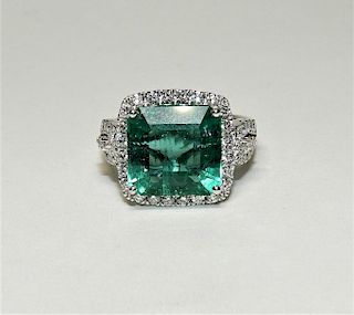 5.22ct Emerald Diamond & Platinum Lady's Ring
