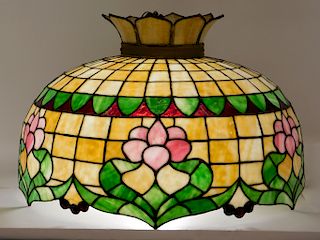 Vintage American Leaded Stained Glass 24" Light