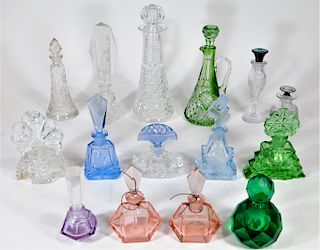 15PC Bohemian Cut Glass Crystal Perfume Group