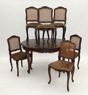 French Country Fruitwood Rococo Chairs & Table Set