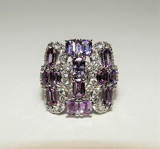 18K White Gold Sapphire & Diamond Cocktail Ring