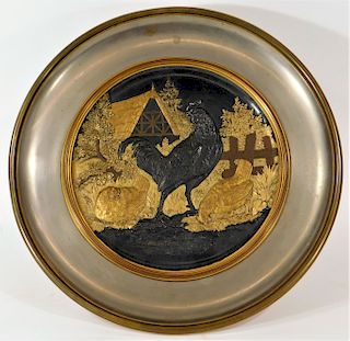 Austrian Vienna Patinated Bronze Rooster Tazza