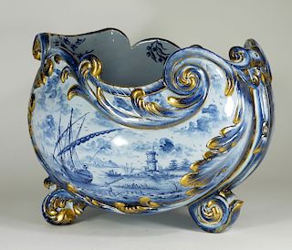 Emile Galle Nancy Tin Glazed Pottery Centerpiece
