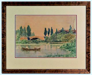 C. Myron Clark Massachusetts Canoe River Painting