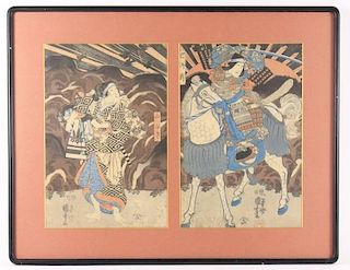 Pair of U. Kuniyoshi Woodblock Prints, 19th C.