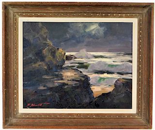 Peter Hamlett Nocturnal Coastal Seascape Painting