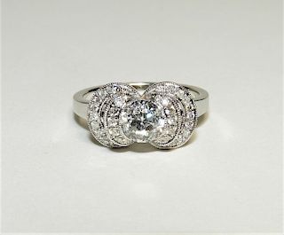 14K White Gold & Diamond Bow Design Lady's Ring