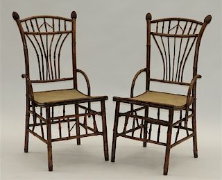 PR Asian Bamboo Grass Seat Side Chairs