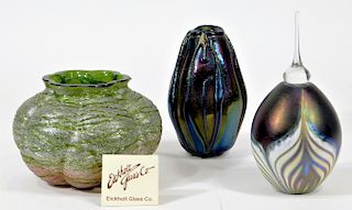 3PC Contemporary Art Glass Vase Perfume Group
