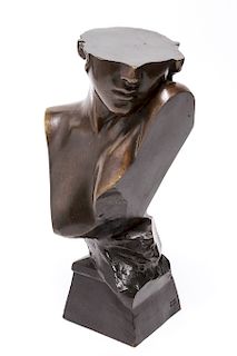 Sacha Sosno "Modern Bust of a Girl" Bronze
