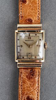 14K Yellow Gold Hamilton Rectangular Wrist Watch
