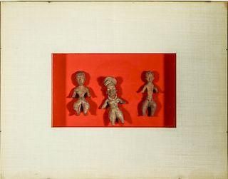 Pre-Columbian 3-Small Figures Pottery Earthenware