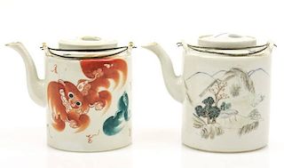 Group of Two 20th C. Chinese Porcelain Teapots