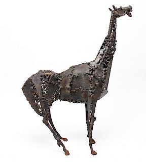 Mid-Century Brutalist Welded Steel Horse Sculpture
