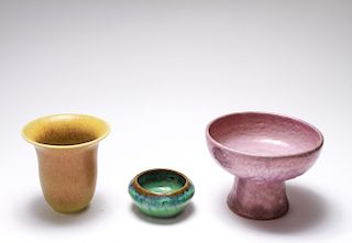 Art Pottery Vessels incl. Compote, Vase & Bowl, 3