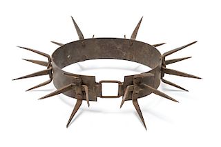 Spiked Dog Collar Six 4-Prong Spikes Wrought Iron