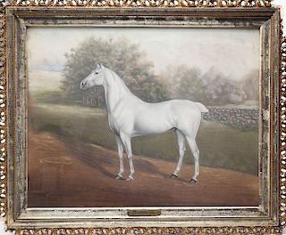Dan W. Smith "Marquis" White Horse Pastel on Paper