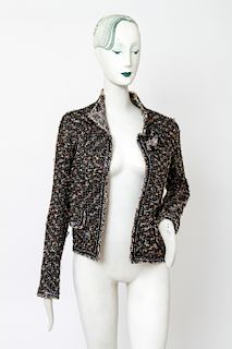 Chanel Wool Blazer w Matching Flower Brooch