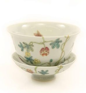 Chinese Porcelain Teacup & Underbowl, Guangxu Mark