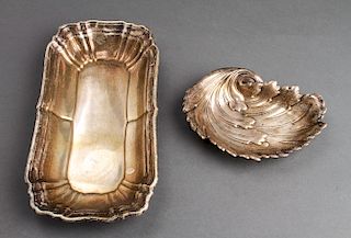 Sterling Silver Oblong Dish & Leaf Dish Group of 2