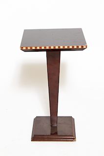 Modern Pedestal Side Table Inlaid Border