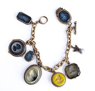 Extasia Intaglio Cameos & Gold-Tone Charm Bracelet