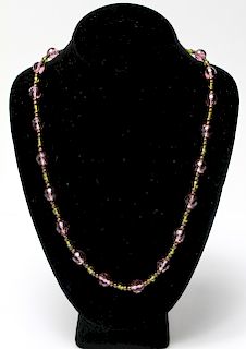Amethyst & Peridot Faceted Beads Necklace