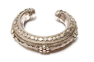 Yemen Tribal Silver Ornate Cuff Bracelet