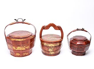 Chinese Wood Wedding Basket Boxes, 3