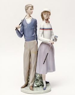 Lladro Porcelain "Golfing Couple" Figurine