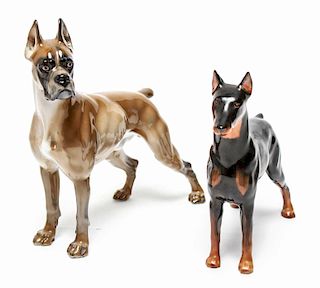 Continental Porcelain Dog Figurines, Group of 2