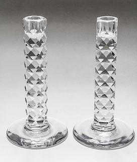 Orrefors Faceted Hexagonal Crystal Candlesticks-Pr