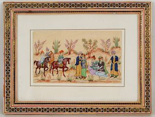 OIL ON CELLULOID PAINTING OF ARABIC SCENE