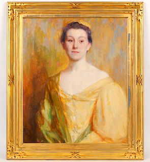 ANTIQUE OIL ON CANVAS OF AN ELEGANT LADY