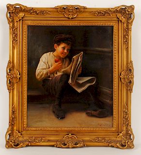 WITKOWSKI BOY WITH APPLE OIL ON CANVAS SIGNED