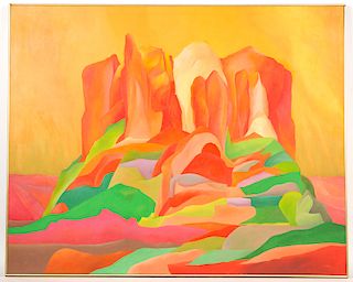 TOM GAUGHAN "RED MOUNTAINS ARIZONA" OIL ON CANVAS