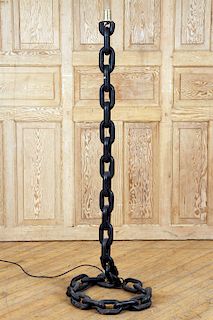 HEAVY CHAIN LINK FRENCH IRON FLOOR LAMP