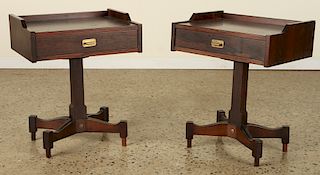 PAIR ITALIAN ROSEWOOD ONE DRAWER END TABLES 1950