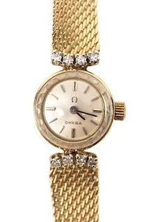 Ladies Vintage Omega 14k Gold Watch w/Diamonds