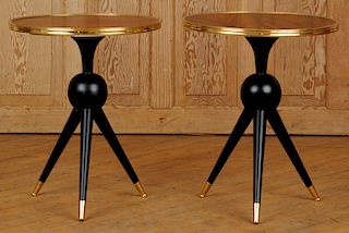 ROUND ROSEWOOD TABLES IN MANNER OF ANDRE ARBUS