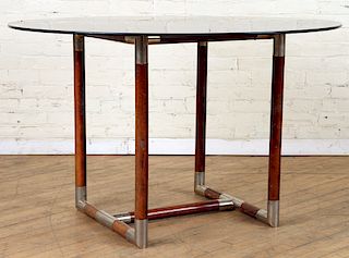 FRENCH WOOD AND CHROME BILLY HAINES TABLE C. 1970