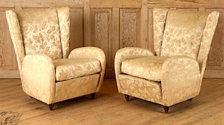 PAIR PAOLO BUFFA LOUNGE CHAIRS UPHOLSTERED C.1950