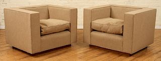 PAIR CUBE FORM CLUB CHAIRS MANNER JACQUES ADNET