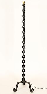 FRENCH CHAIN LINK IRON FLOOR LAMP C.1970